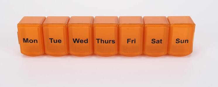 28 compartment column shape plastic pill storage box with pill crush box, Conventional eco-friendly 4 grids plastic trav