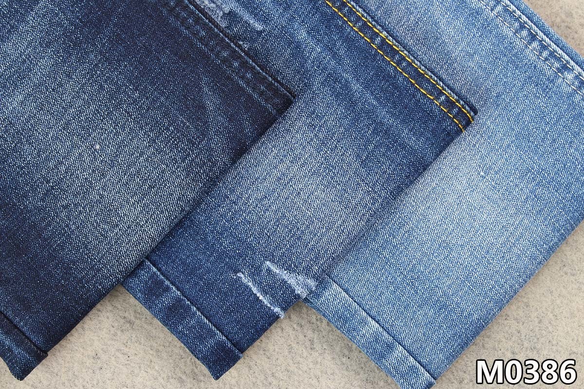 Dark Blue 10.2Oz Cotton Polyester Spandex Denim Fabric With Crosshatch