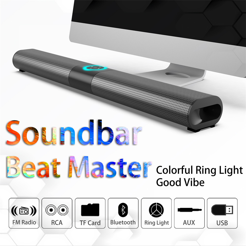 Anti Interference Black 10M Wireless Bluetooth Soundbar With FM Radio
