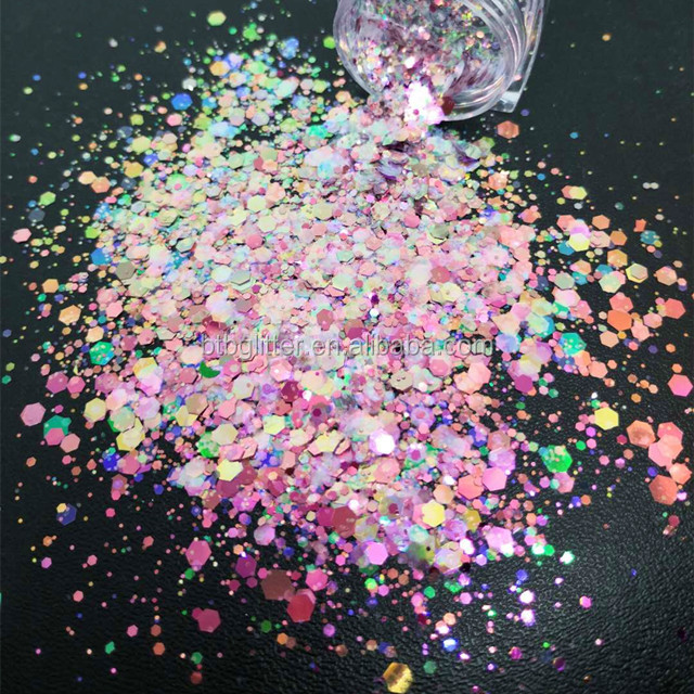1 color Die cutting printing Chunky Glitter Shape Glitter Colorful Bright Chunky Mix