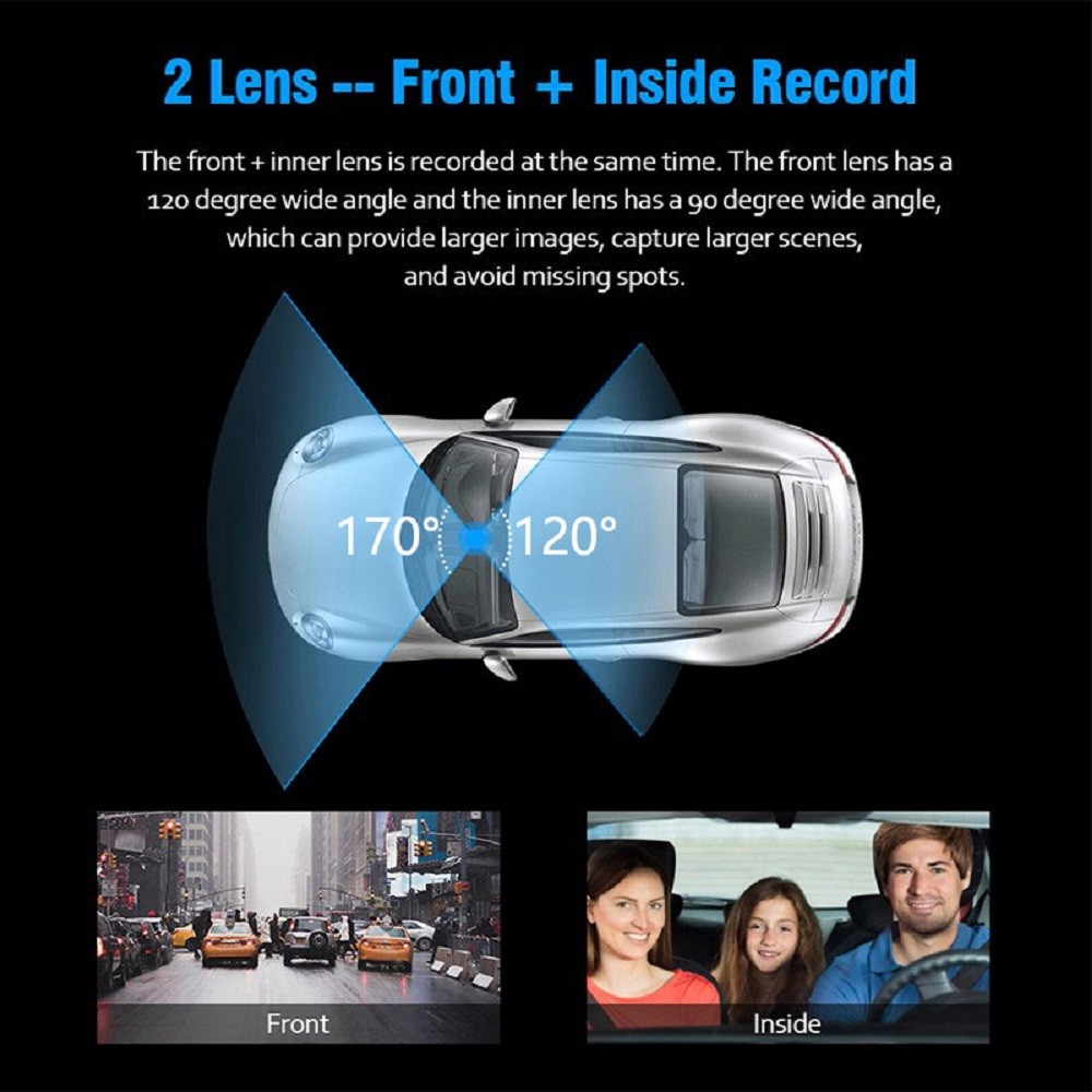 2 Lens Video GPS DVR Camera Car Camcorder Night Vision Loop Recording FHD1080P