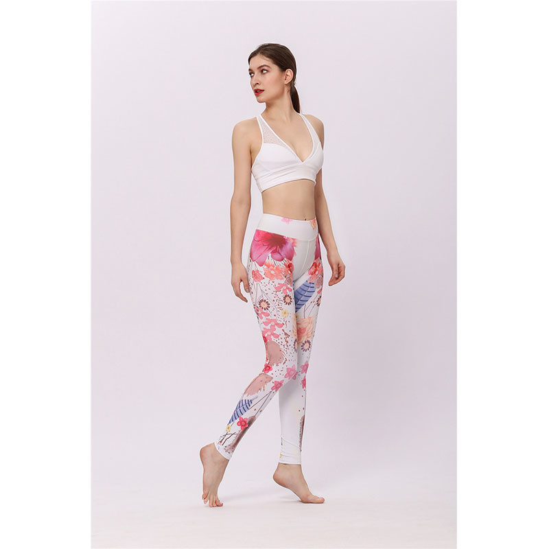 OEM Custom Push Up Patterned Yoga Pants Fitness Colorful High Wasited