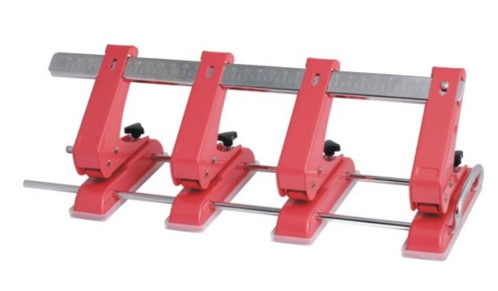 Red Color 12 sheets metal adjsutbale 4 holes paper punch with Ruler