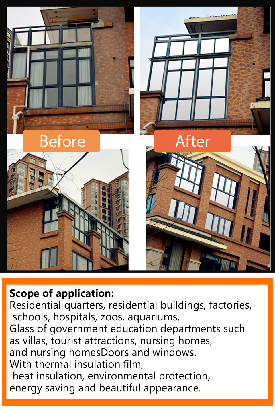 Building Window Tint Film House Decoration One Way Mirror Building Solar Window Film