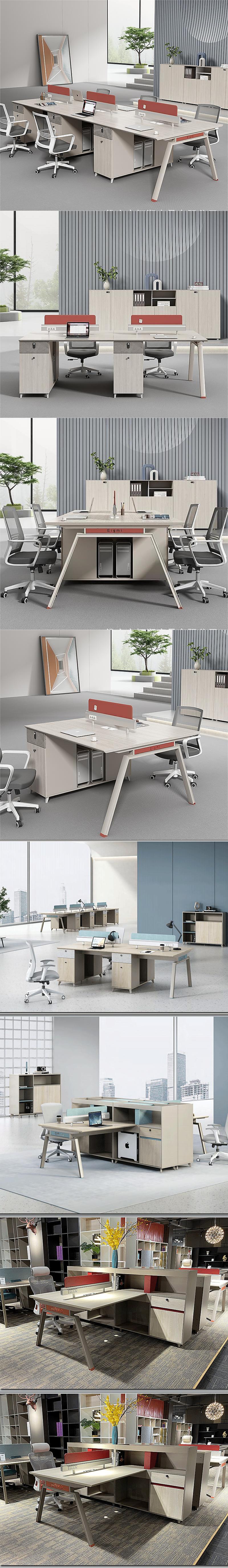 PANEL Wood Modern Style Four-Person Office Desk and Chair Combination for Workstation