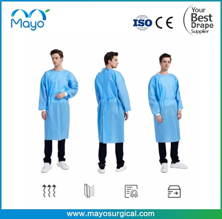 Disposable Protective Apparel MAYO ISOLATION GOWN 40G PP BLUE