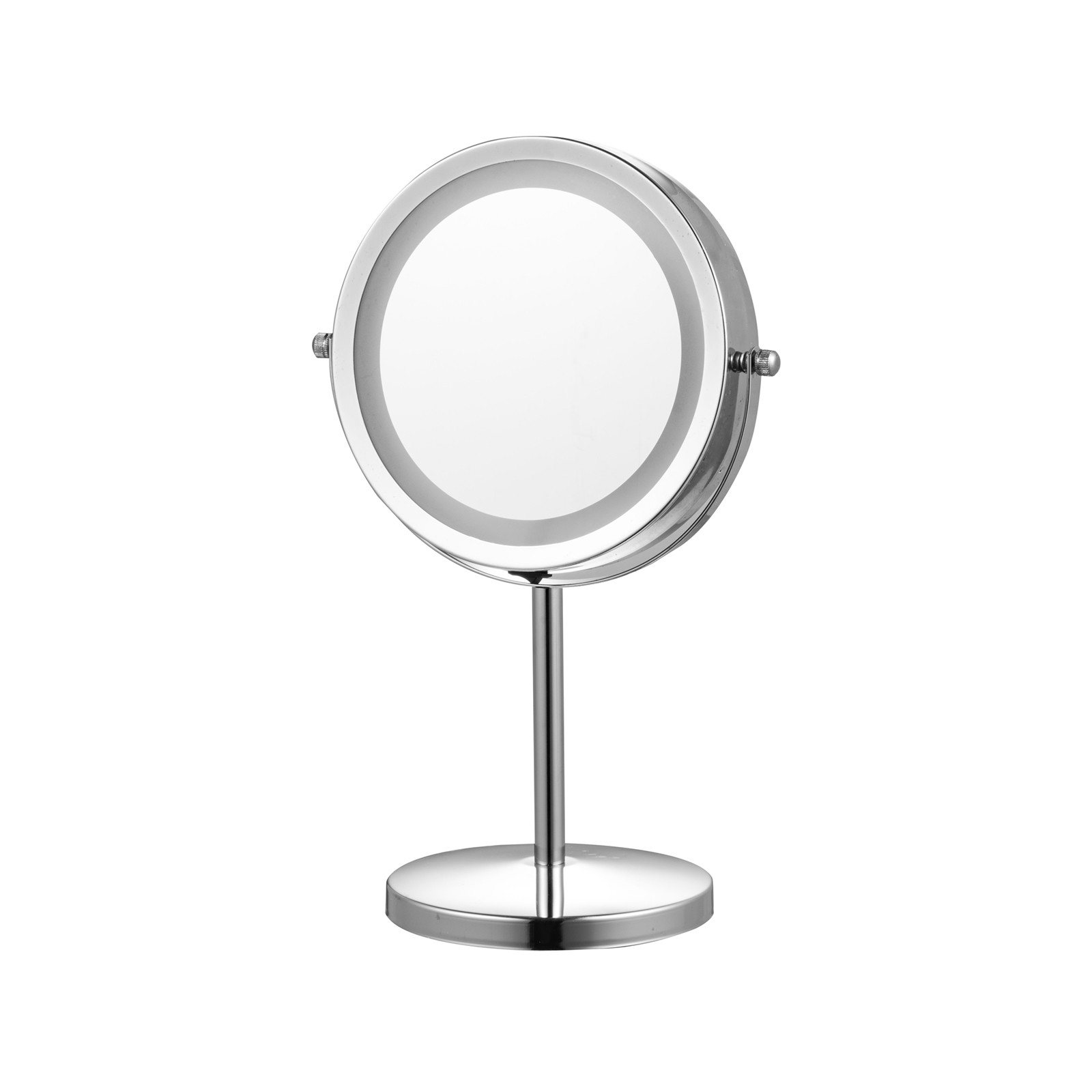 Touch Control Round Metal Standing Makeup Mirror With Led Lights