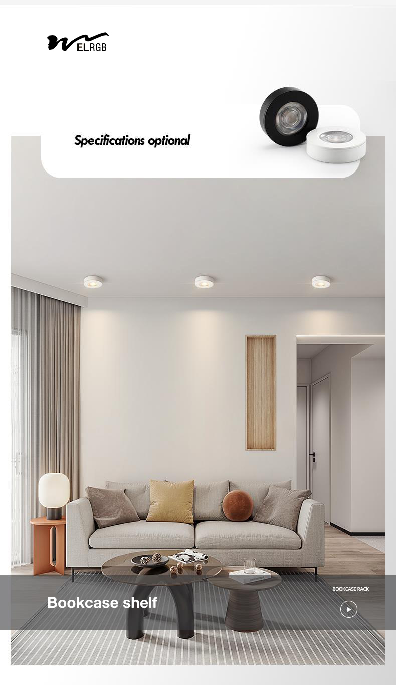 Anti Glare Open Design Spotlight for White Product Style without Perforated Ceiling