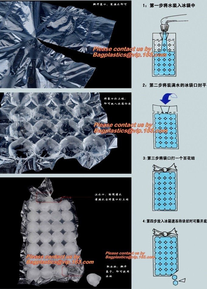 BPA Free Custom Ice Cube Maker, Disposable Polyethylene Pe Plastic Ice Cube Bags, Selfsealing Ice Cube Packaging Bag