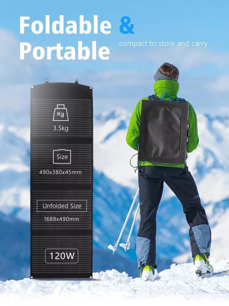 Portable 45mm Folding Solar Panels 120w Outdoor Solar Charger For Camping