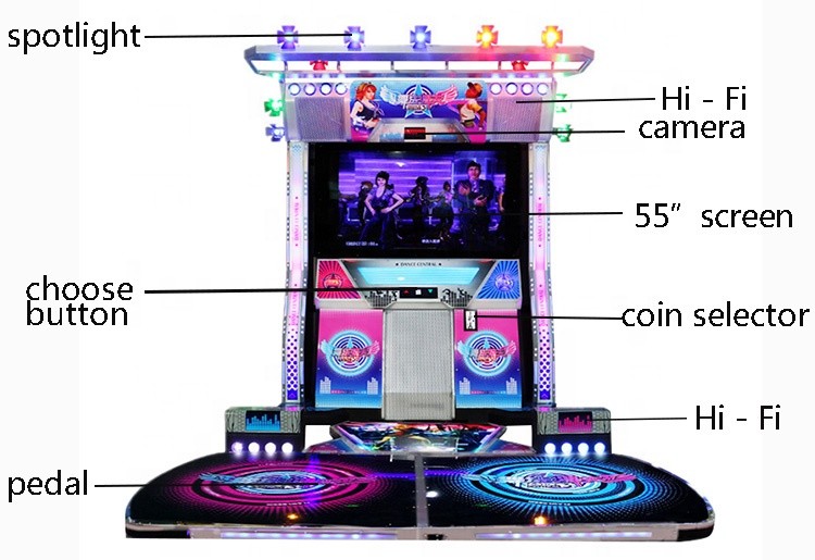 55" HD Coin Operated Music Machine Dance Central Stereo System For Plaza