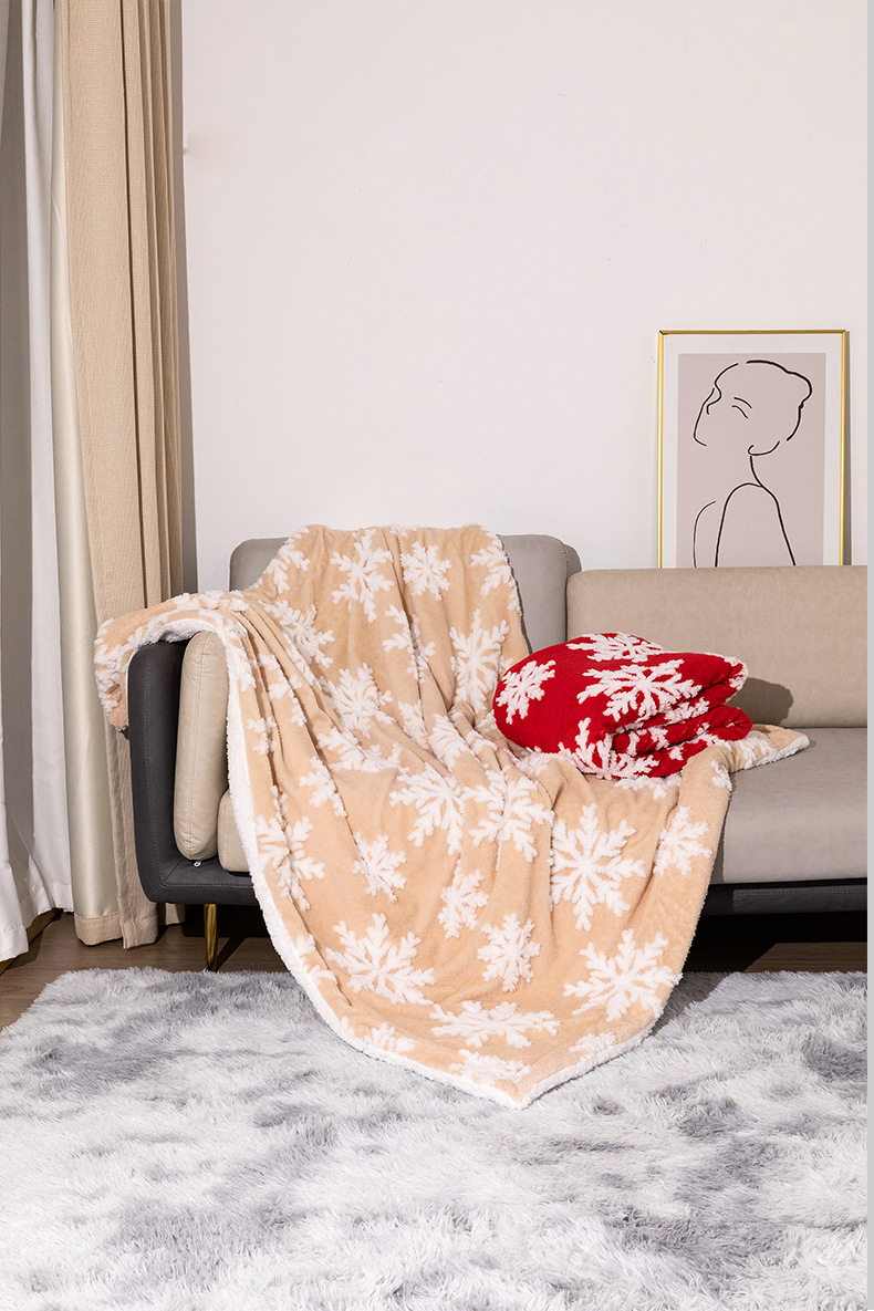 Anti-pilling Coral Fleece Double Layer Sherpa Plush Blanket for Customized Christmas Gifts
