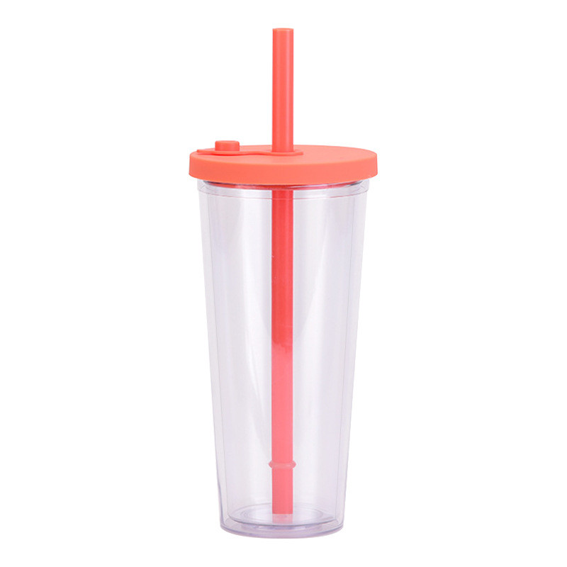 Acrylic Tumblers With Lids And Straws Skinny 16oz Double Wall