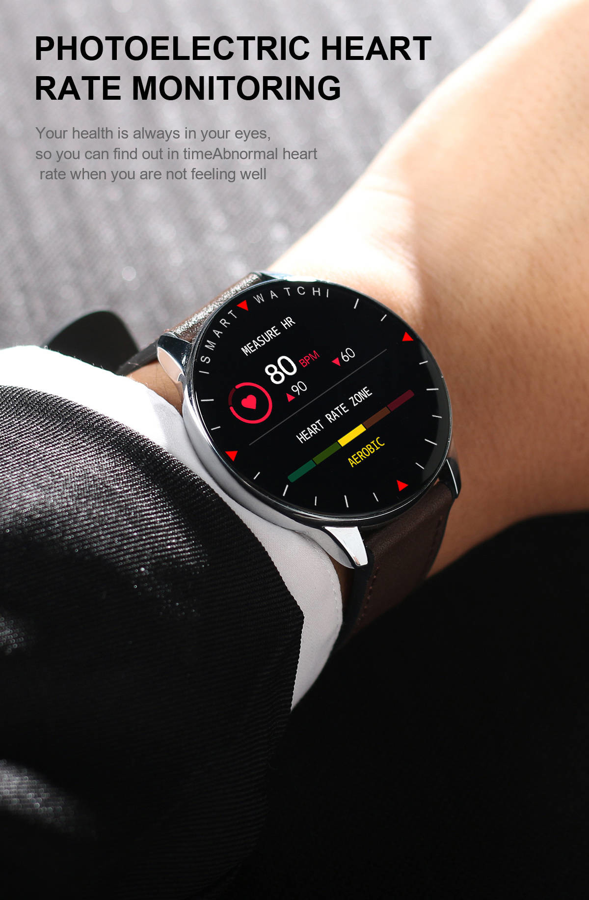 Leather Strap Smart Sport Watch Calorie Consumption Blood Pressure Monitor For Women Men