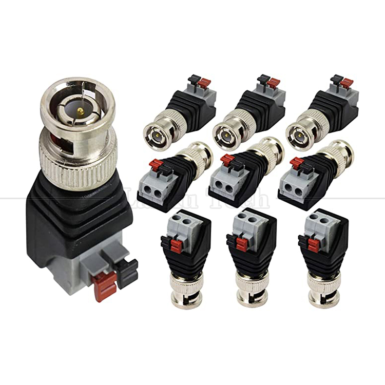 Solderless Screw Terminal 2 Pin Press Button BNC Male Female Connector Power Adapter for CCTV Camera