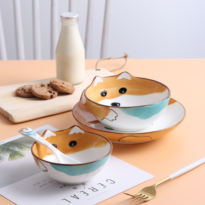 Cute Dog Design Ceramic Oven Bowl With 9 Inch 10 Inch 12 Inch Size