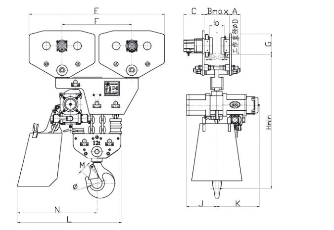 Light Weight Pneumatic Chain Block 12T 16T 20T For Explosive Environment