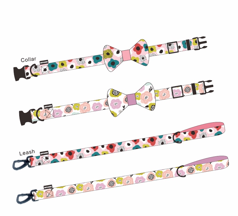 Custom Logo Collar Leash Harness Set Polyester Dog Harness Leash