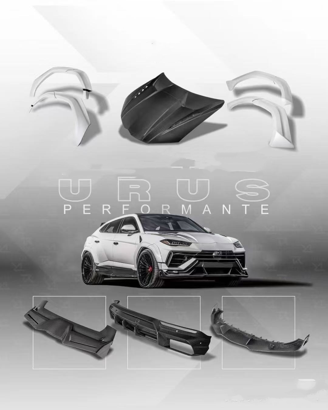 RT Carbon Body Kit For URUS SUV Lamborghini Front Lip Diffuser Wheel Arch Widebody Kit