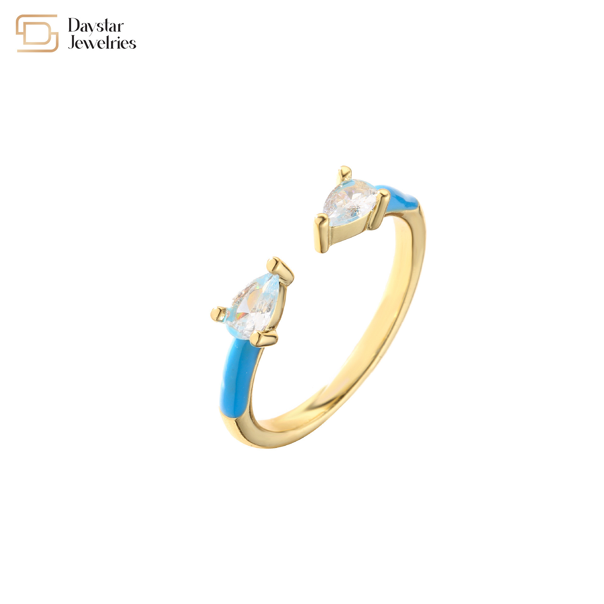 18k Gold Plated Adjustable Cubic Zirconia Water Drop Rings For Women Jewellery
