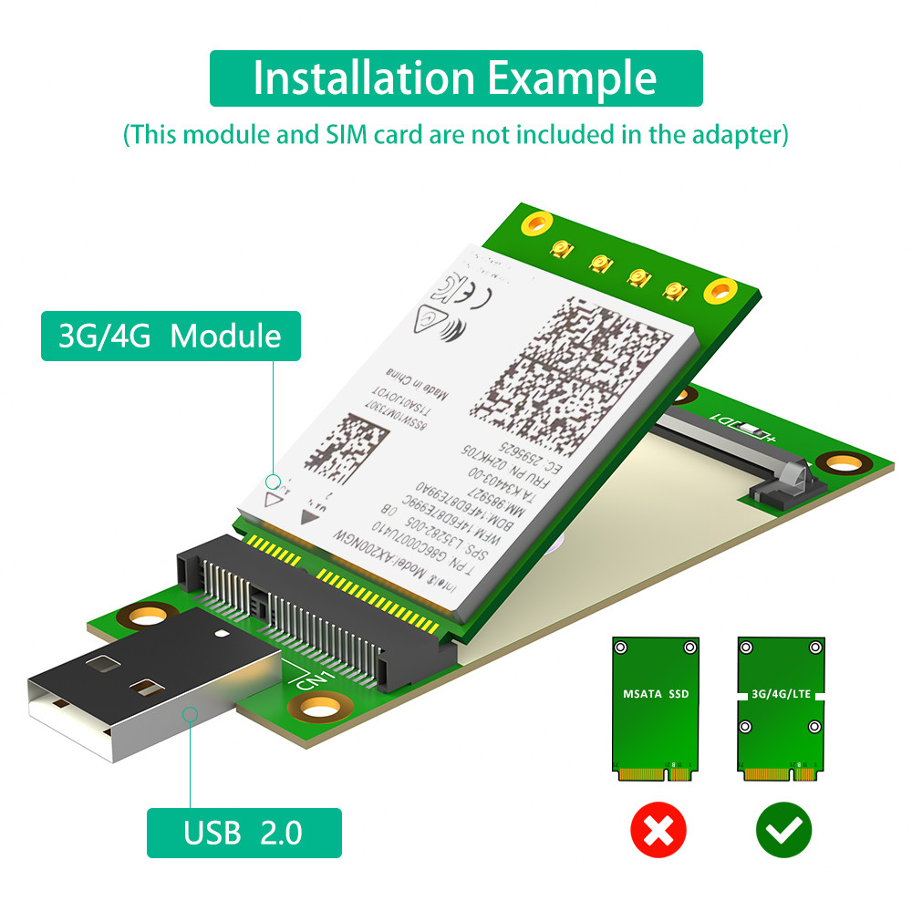 Mini PCI-E To USB Adapter With SIM Card Slot For WWAN/LTE Module