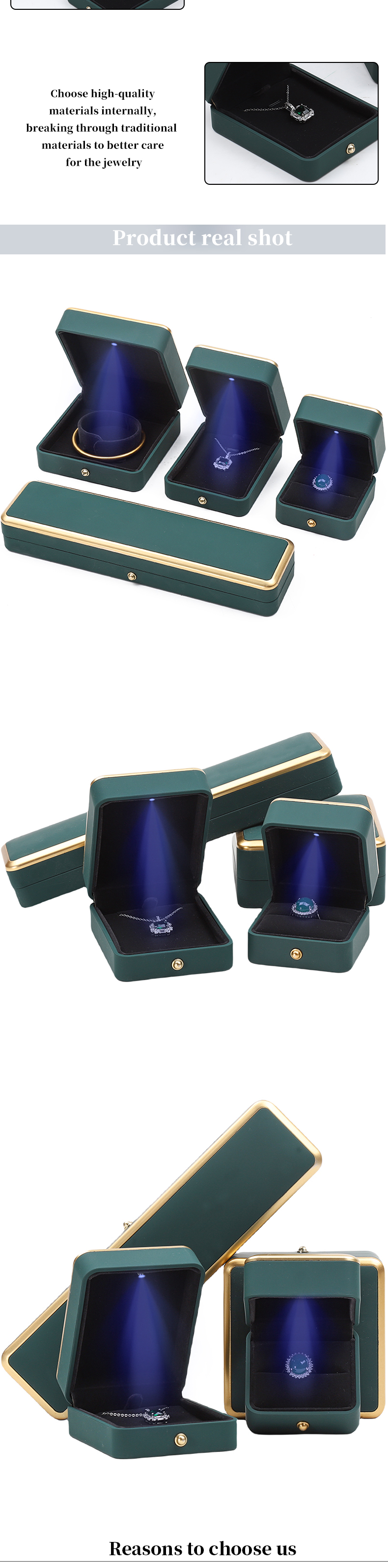 OEM Rectangle LED Jewelry Box Eco Friendly For Bracelet Necklace Earrings Ring Packing