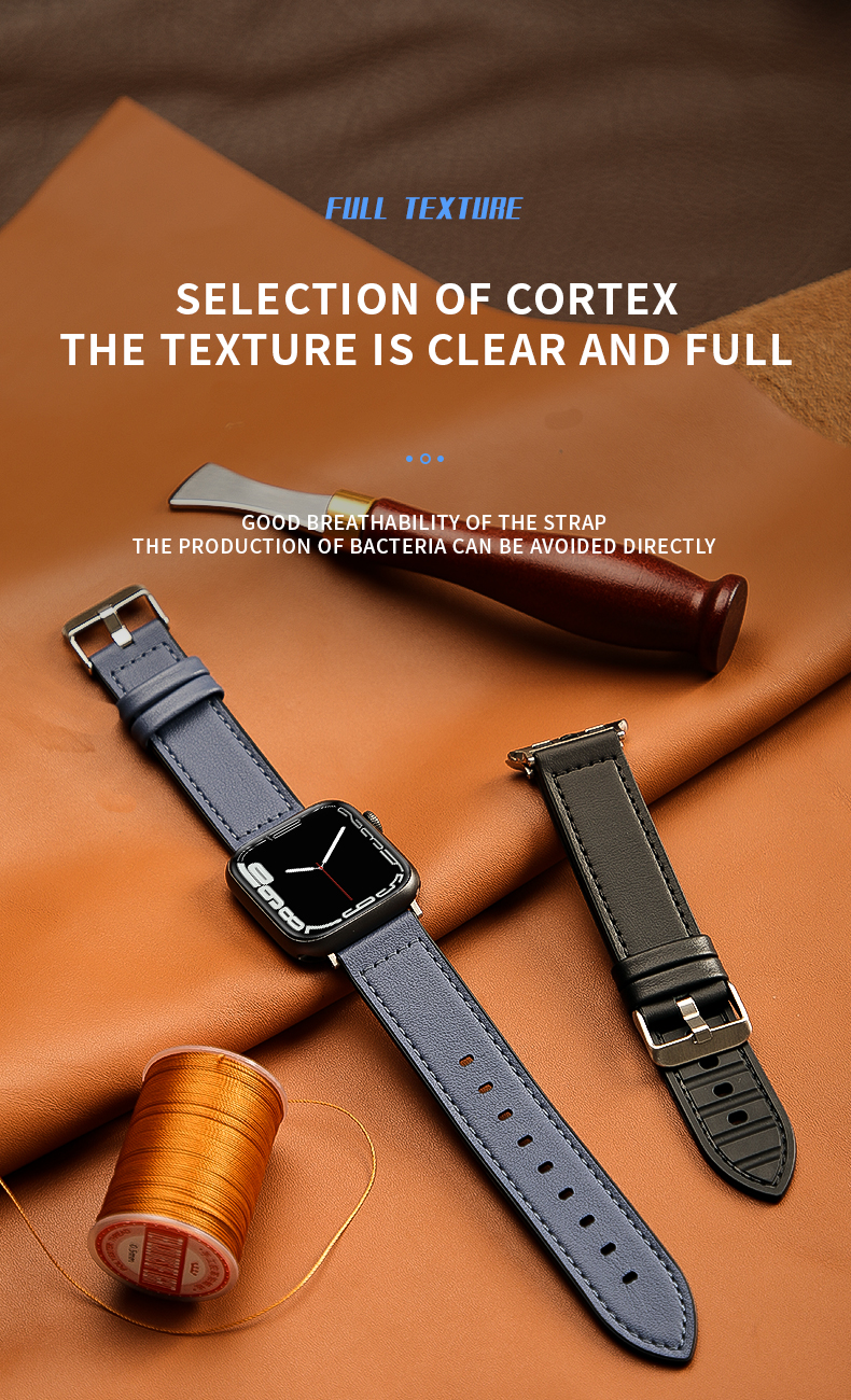 22mm Silicone Leather Watch Strap for iWatch Series 6 5 4 3 2 1 SE Luxury and Durable