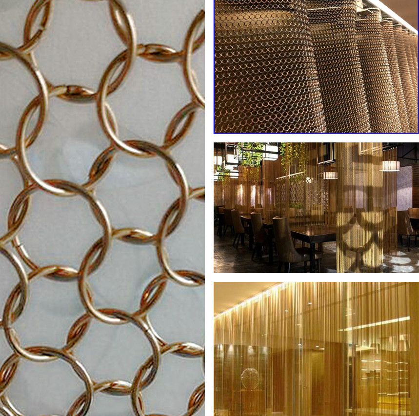 Interior Decoration Aluminum Ring Mesh Curtain ø1.2mm 12mm