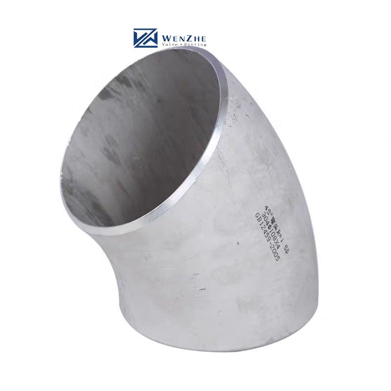 Stainless Steel 304 316 45 Degree Long Radius Elbow 1"-4" DN25-DN100 Head Code Cylindrical