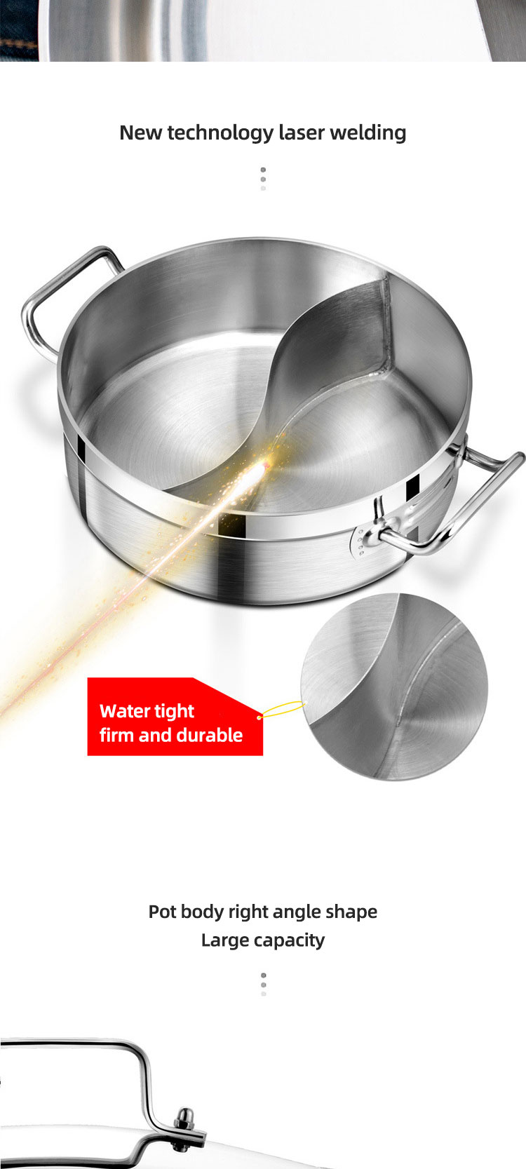 Direct Selling Food Food Grade 304 Stainless Steel Cookware Induction Cooking Pot Multipurpose Hot Pot Soup Pot With Divider