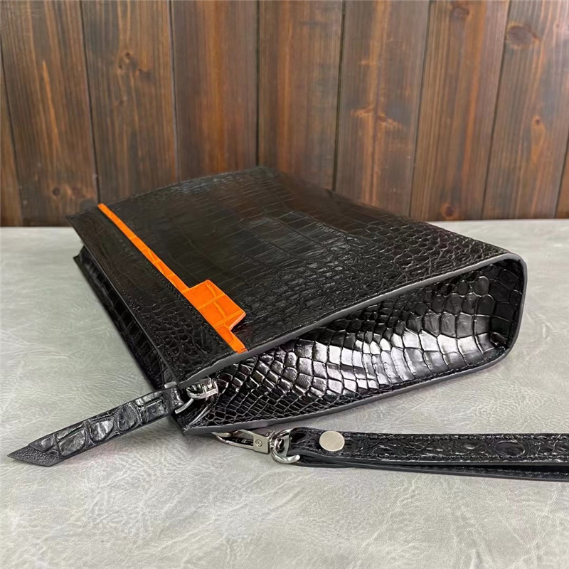Authentic Crocodile Skin Businessmen Envelop Clutch Wristlets Purse Genuine Alligator Leather Male Large Card Holders