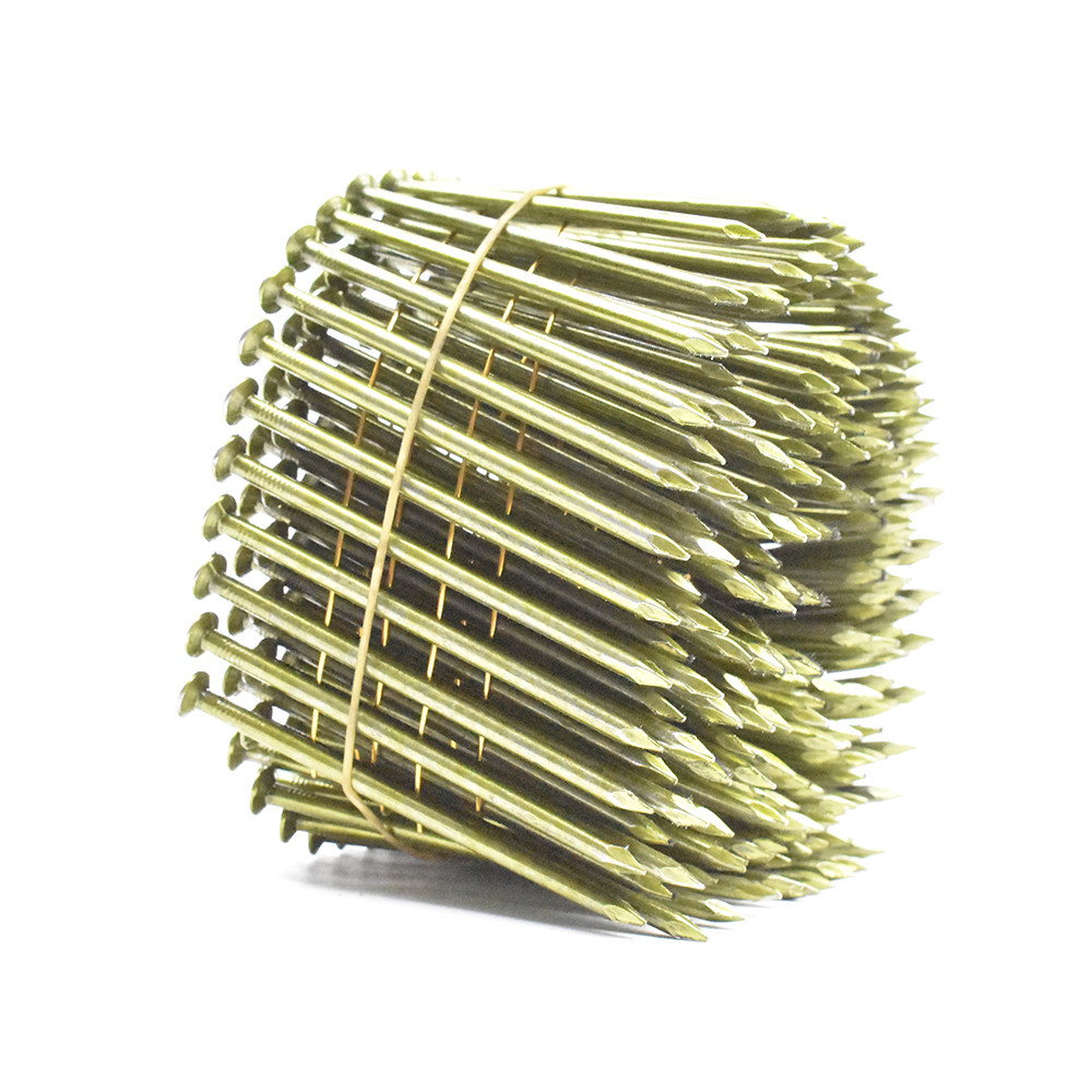 Smooth Shank Coil Nails Diamond Point Bright Finish Round Head