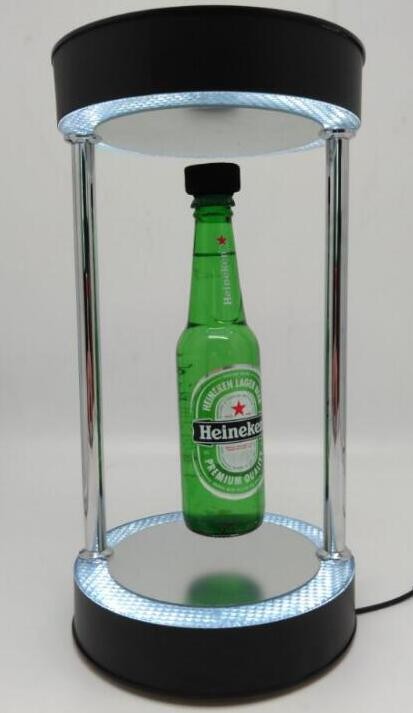 acrylic magnetic floating levitate pop beer bottle adveritising racks