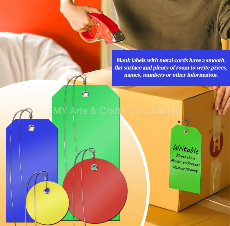 Blank Writable Waterproof Shipping Plastic Tags 6 1/4 X 3 1/8 Inches Steel Wire Heavy Duty Outdoor Durable Security