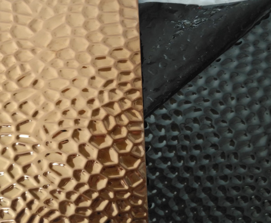 Hot Designed sheet Gold color mirror bright finish hammered stainless steel sheet for wall cladding