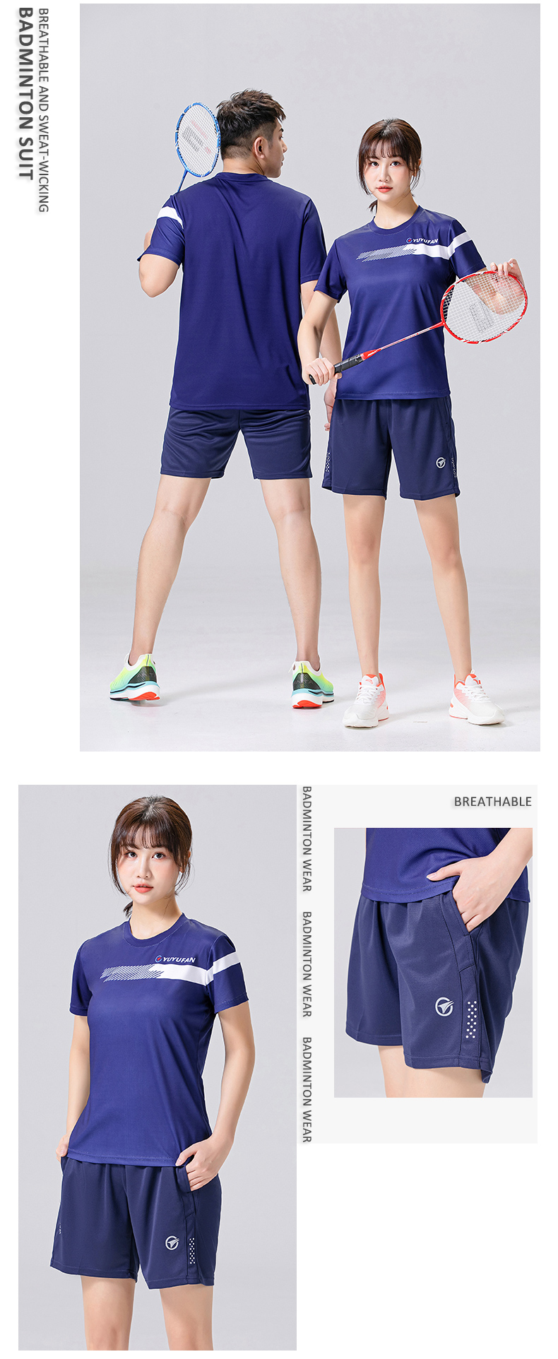 New badminton suit men and women's summer tennis sets short sleeve skirt sports training competition team uniform customization