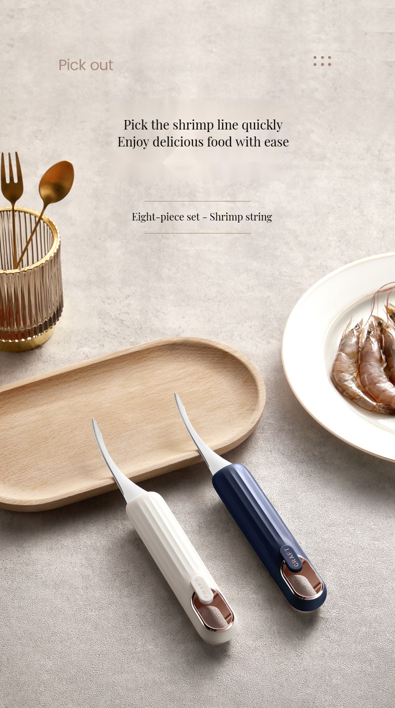 Home Seafood Processing Tool Sustainable Shrimp Deveiner Peeler Wooden Kitchen Utensil