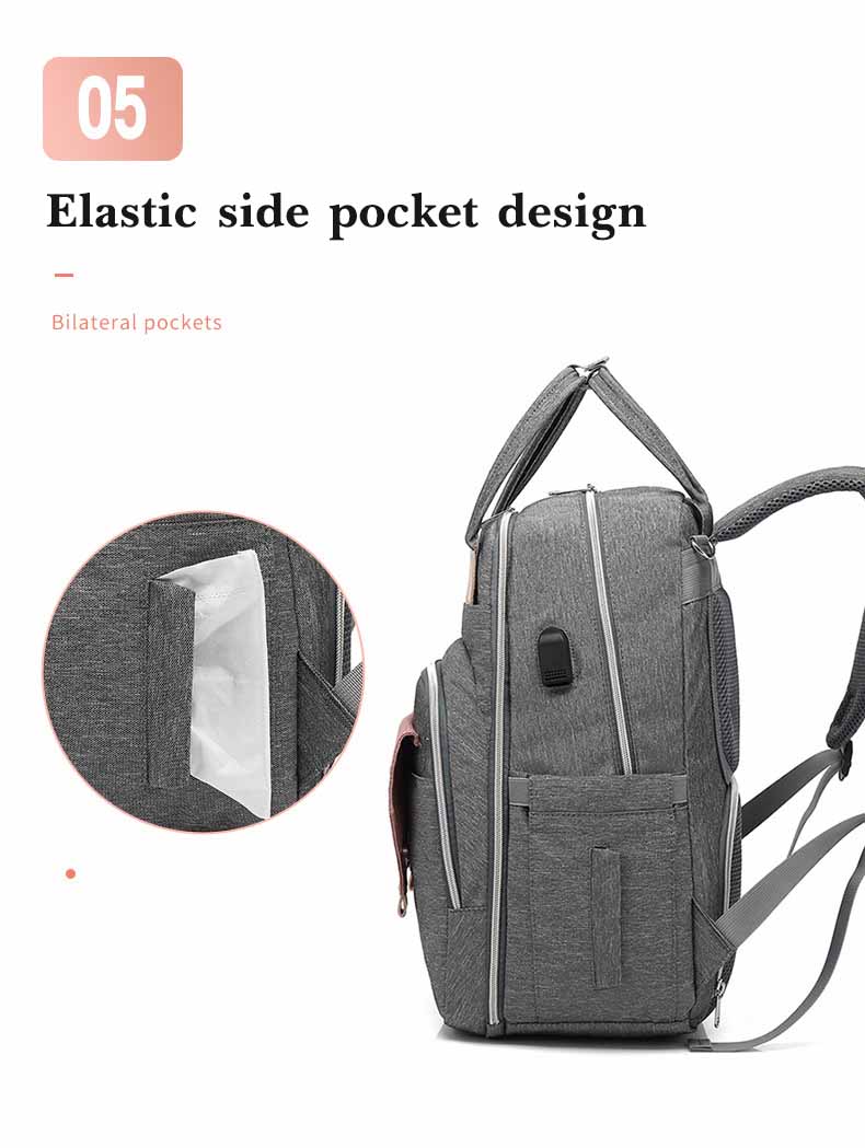 Large Capacity Mom Baby Bag Multi-function Waterproof Outdoor Travel Diaper Bag With USB Charging For Baby Care