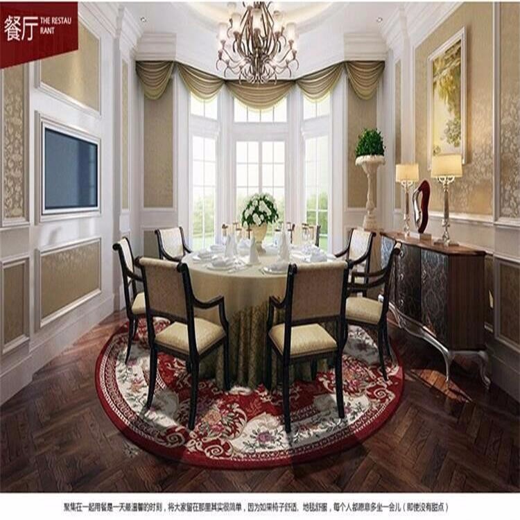 Brown Jacquard Chair Floor Mats Round Shape High Wear Resistance