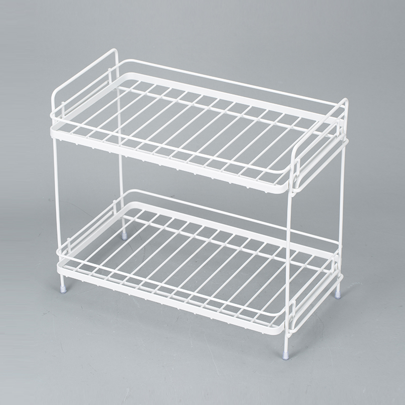 2 Layer Household Organizer Wire Basket With Non Folding Rack Spice Storage