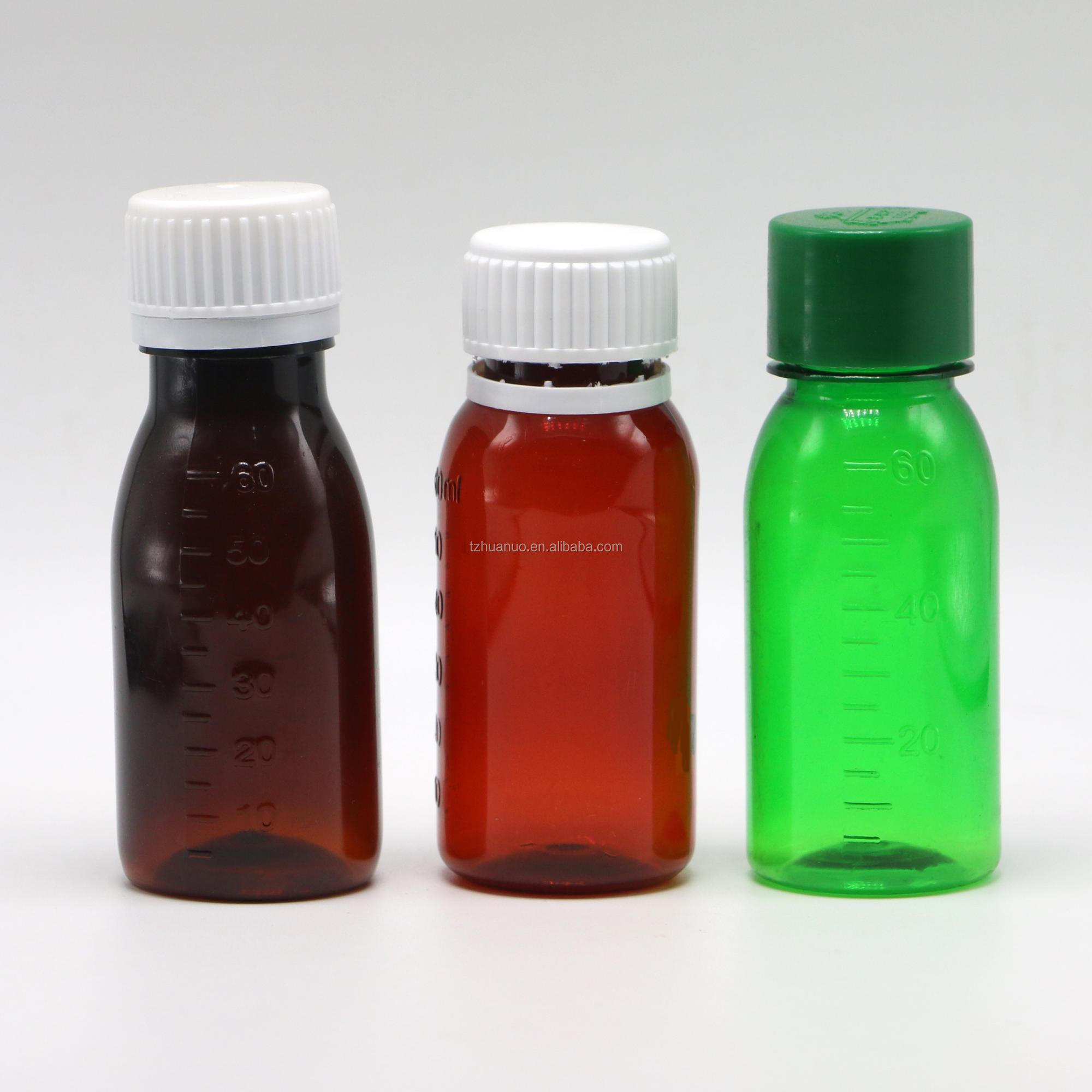 Tamper Proof Cap PET 2OZ 60ml Cough Syrup Bottle for Oil Lubricating Storage Container