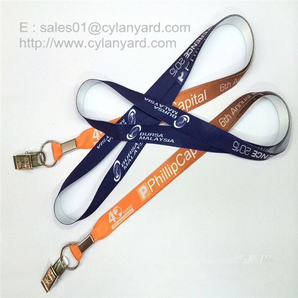sublimation lanyard with bulldog clip and metal crimp