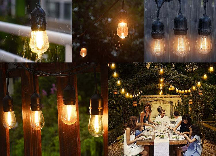 20 Bulbs Battery LED 120V String Light Balls For Outside Garden Patio Party IP65