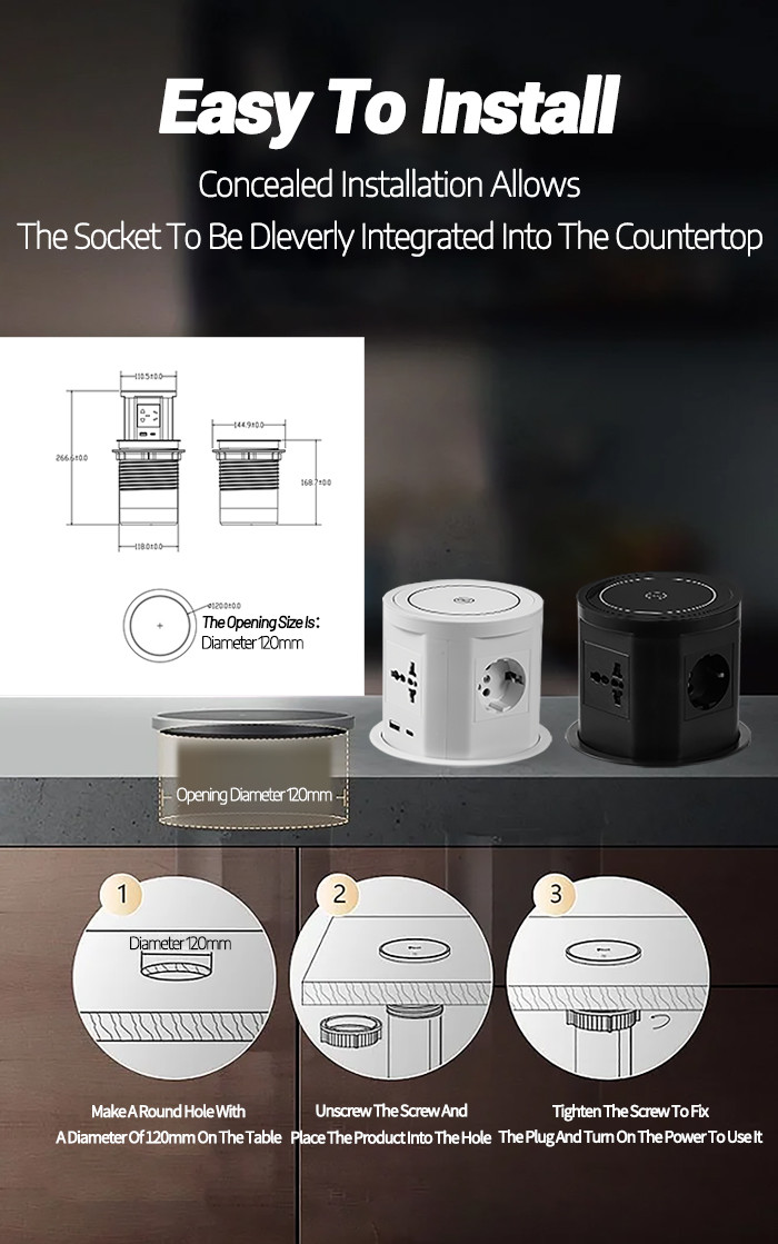 Pop-Up Socket Kitchen Smart Plug with USB and Wireless Charging Wifi Power Outlet