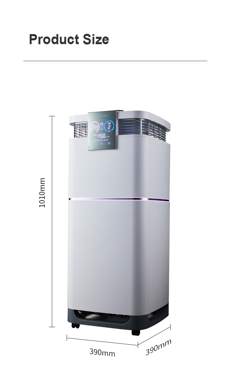 Low Noise 80dB Smoke Smart Room Air Purifier With UVC Light Lamp