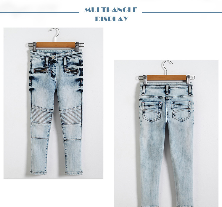 Slim Fit Long Section Kids Denim Clothes , 2 - 8 Years Children Denim Jeans