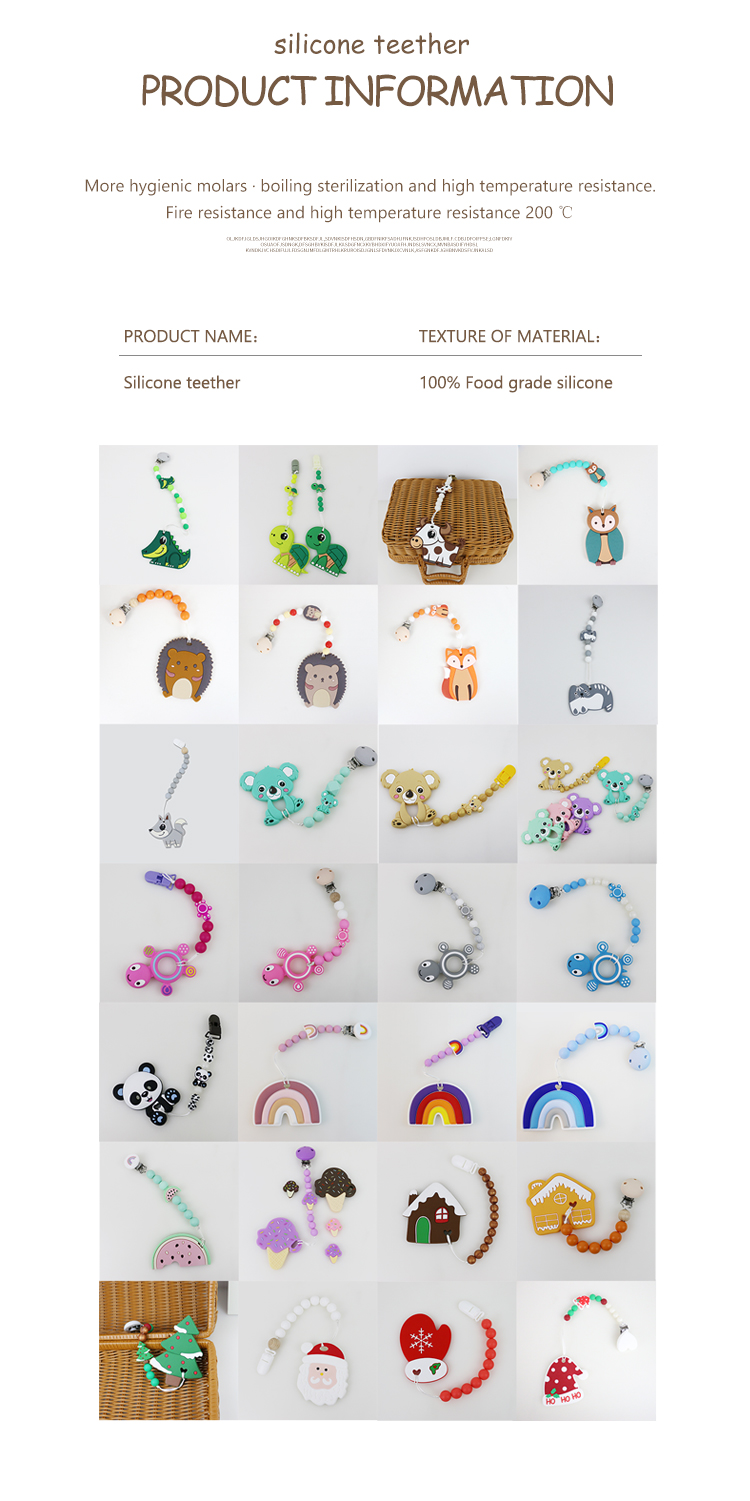 DIY Silicone Christmas Tree Teether , Safe Soft Rubber Beads For Teething