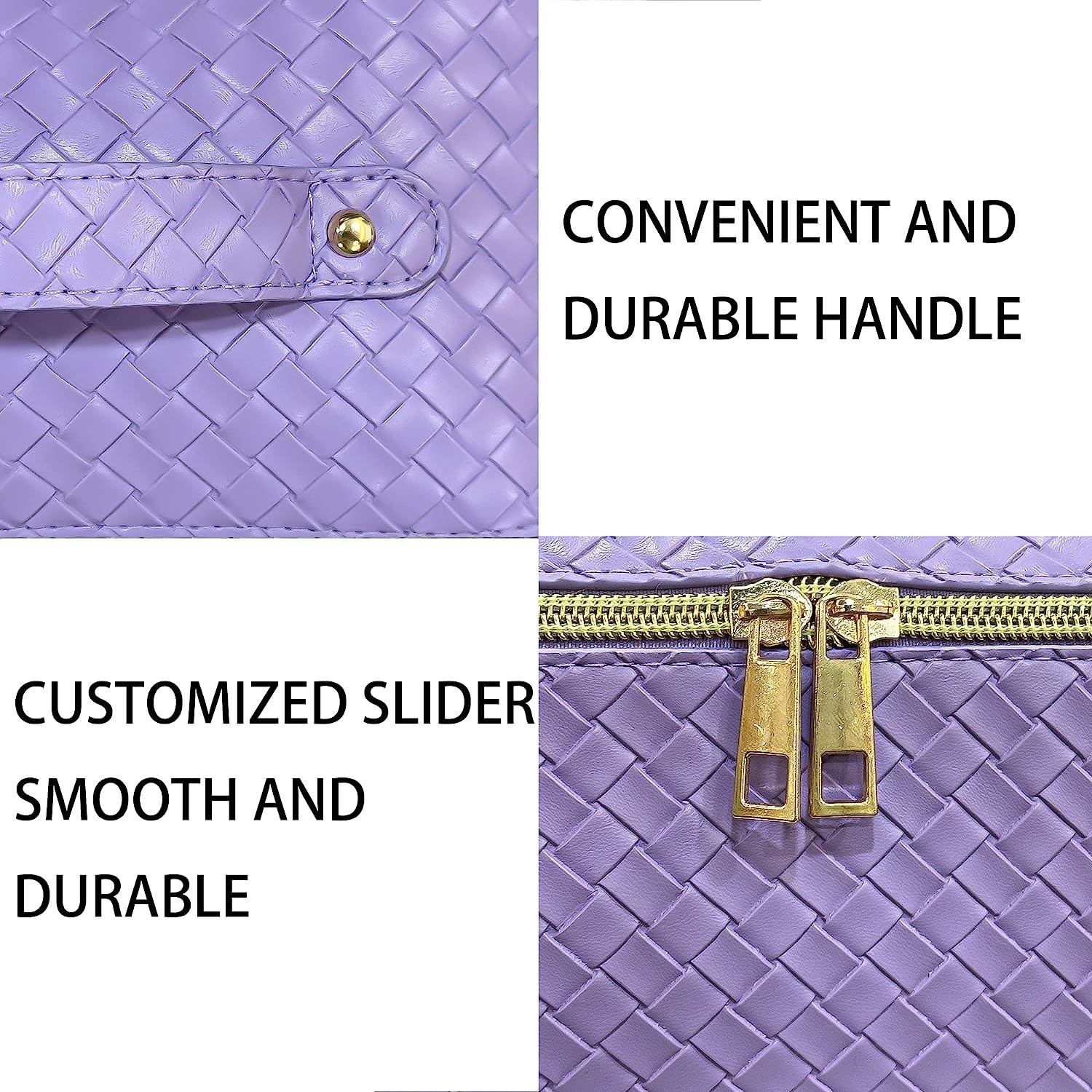 Waterproof Portable Leather Makeup Organizer Bag with Dividers and Handle