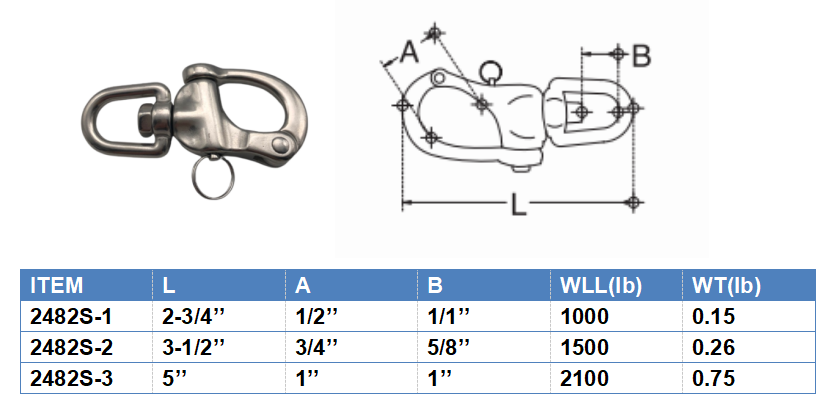 SUS304/316 Rigging Hardware Stainless Steel Quick Release Snap Shackle
