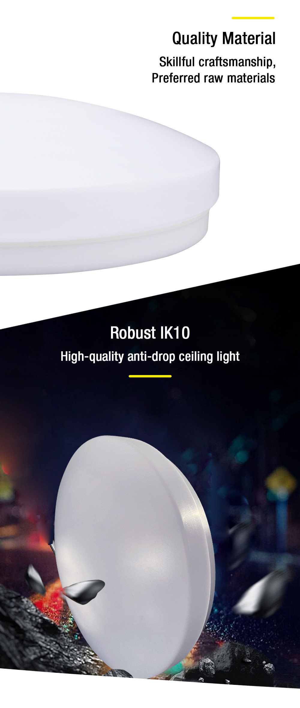 Ra80 White Motion Sensor Ceiling Light Flicker Free 10W 15W 20W